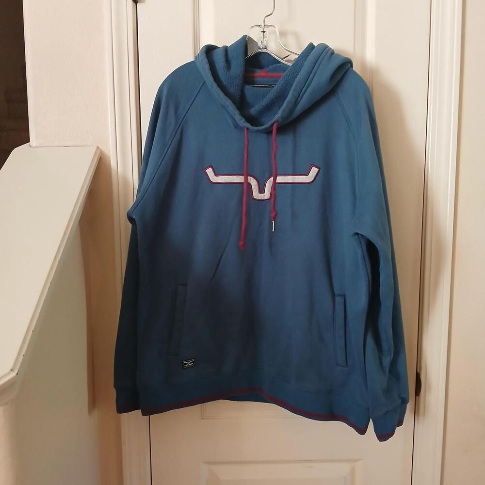 Kimes Ranch Two Scoops Blue Cowl Neck Hoodie XL Western Ranch Wear Gorpcore
